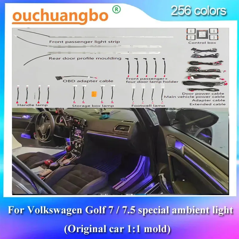 Ouchuangbo LED Ambient Light For VW Golf 7 gti 7.5 Mk7 2013-2021 environmental Atmosphere Lamp Ambientebeleuchtung Kit Backlight