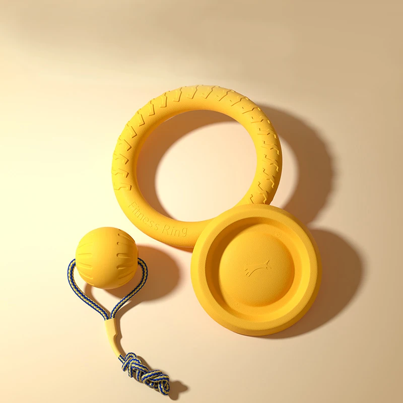 EVA Durable Dog Toys Puppy Chew Toy 4 Pack  Flying Disc + Ball + Tug Rope for Puppy&Adult Dogs  Chew-Proof Teeth Cleaning Set view 6
