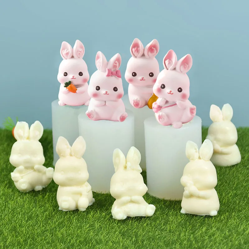 

4Style Cute Rabbit Silicone Mold Bunny Model Chocolate Dessert Kitchen Baking Cake Mould DIY Easter Fondant Cake Decorating Tool