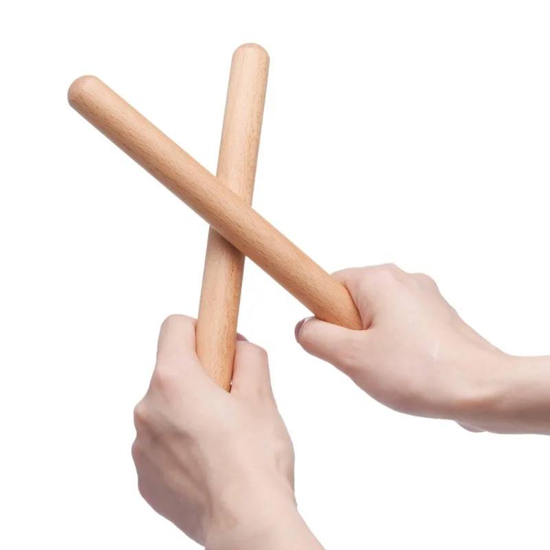 Claves de Madera para Percusión, Palos de Ritmo de Madera Natural, Claves Musicales de 20.32 cm para Tambor de Mano, Interpretación en Conjunto