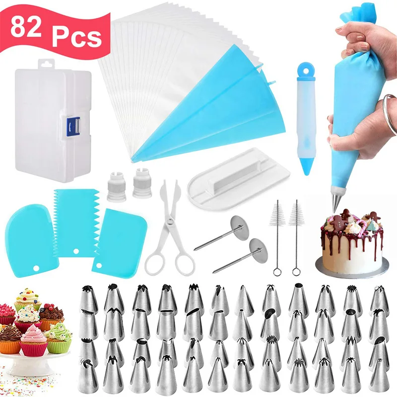 

82Pcs Cake Piping Nozzle Number Cream Piping Nozzle TPU Pastry Bag Converter Cake Decoration Accessories Silicone Mold Cupcake