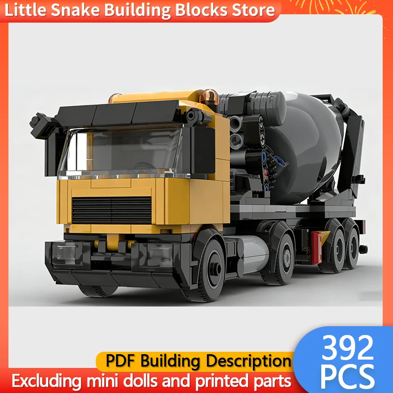 City Car Model MOC Building Bricks Cement Mixer Trailer And Tractor Modular Technology Children Holiday Gifts Assemble Toys Suit