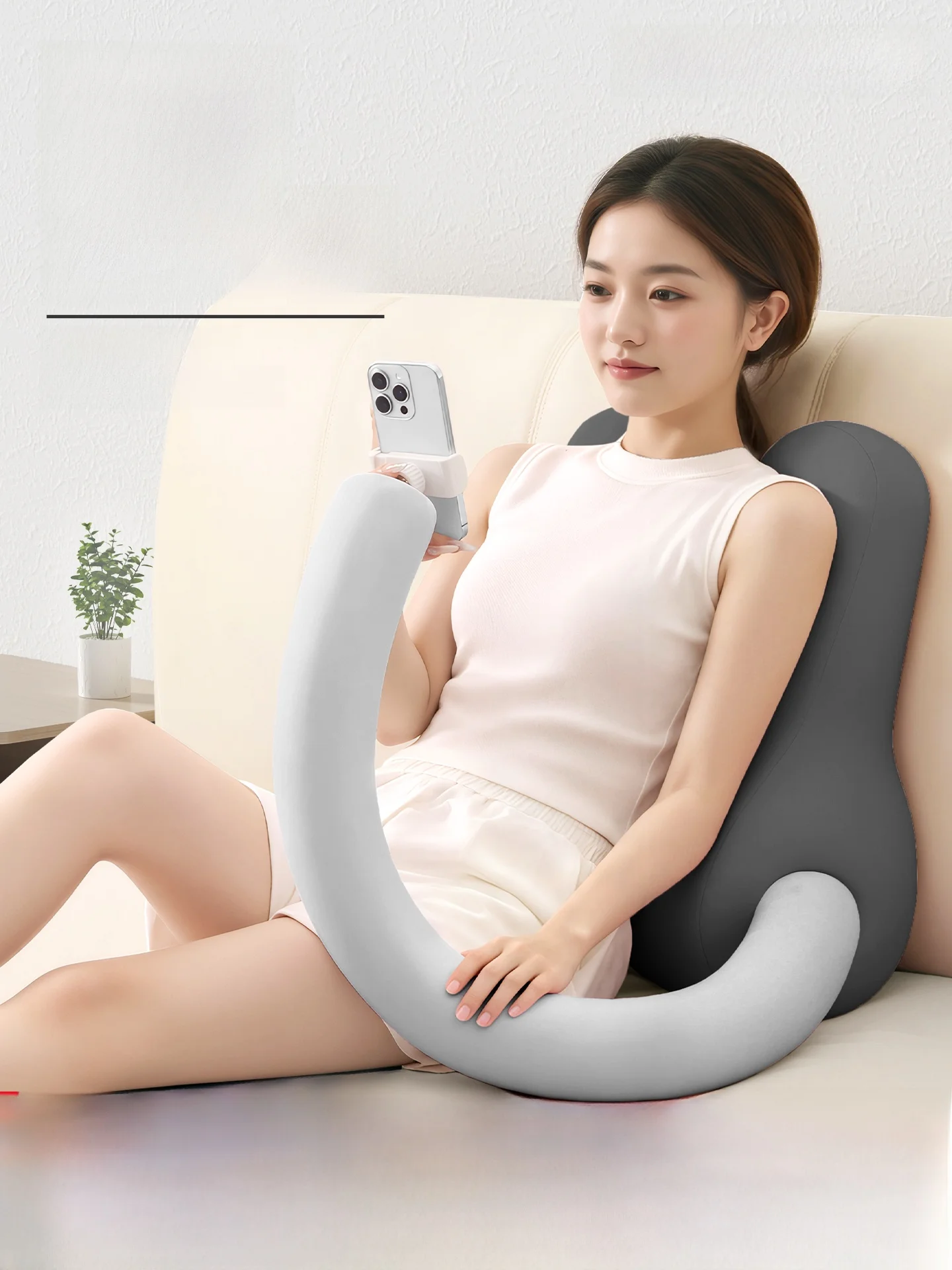 Bedtime Fun Phone Holder Pillow Breathable Modern Simple Style Memory Foam Backrest Pillow for Lying down And Watching Tablets