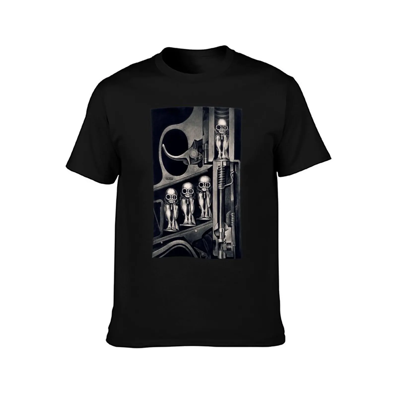 Giger Birth Machine T-Shirt Summer Casual Cotton Tee Oversized Streetwear Tops Vintage Graphic Print Loose Fit Short Sleeve