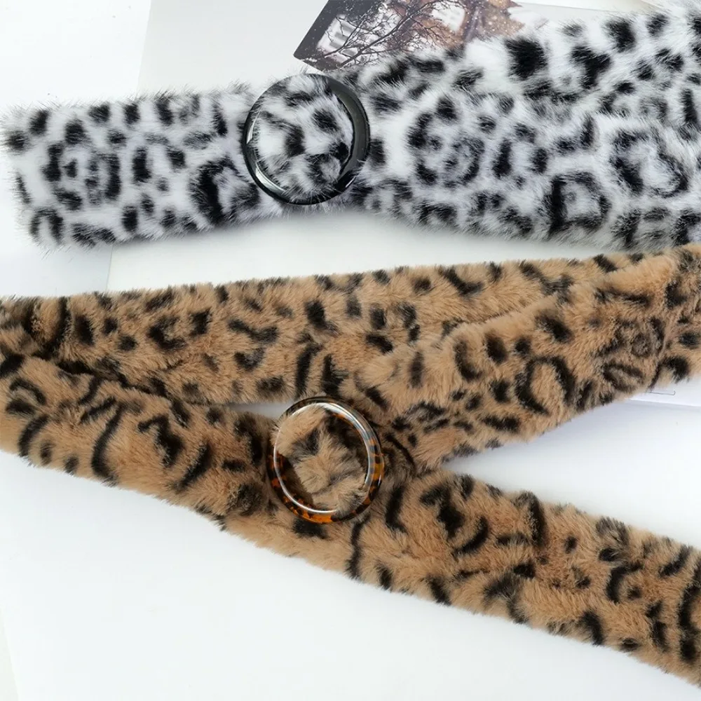 Cintura con stampa leopardata pelosa Fibbia in resina Y2K Nappe Cintura Jeans Decor Harajuku Costumi di danza jazz Accessorio Streetwear