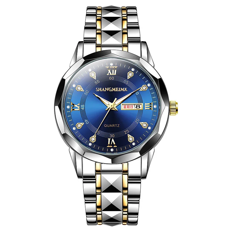 -Jam Tangan Quartz Pria, Casing Tali dan Kalender Batu Permata - Jam Tangan Pria yang Modis