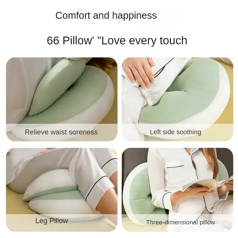 U-Shaped Multi-Function Pregnant Women Sleeping Pillow Bamboo Fiber Cotton Four Seasons Universal Waist Support Nursing Cushion