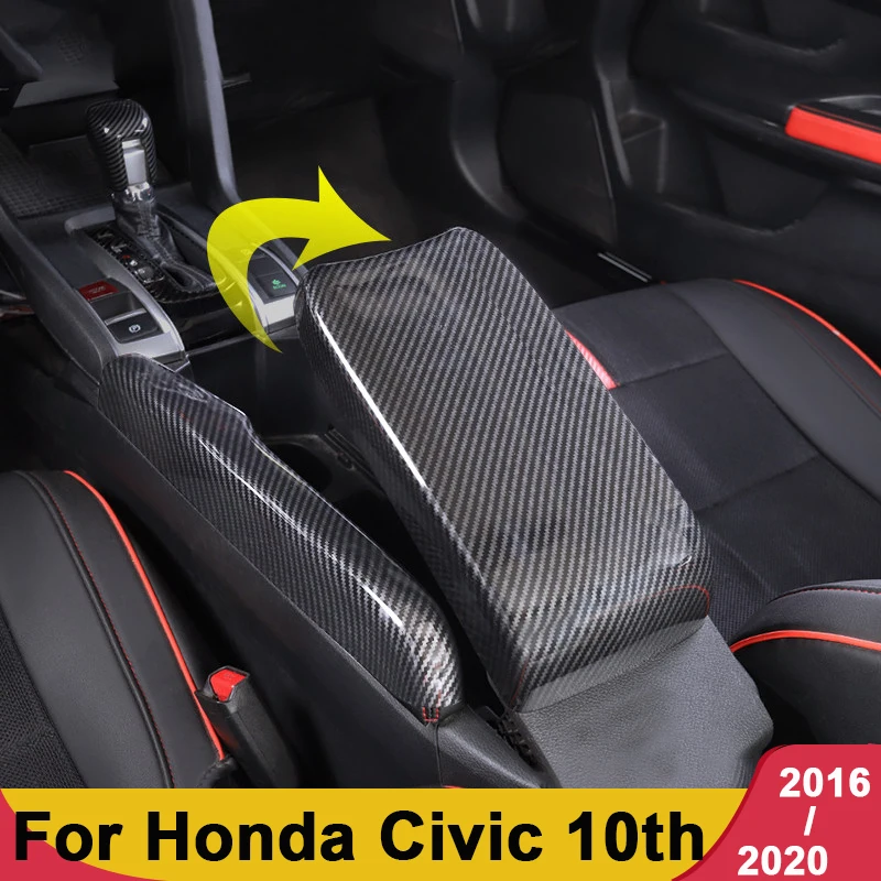 

Крышка для центрального подлокотника из АБС-пластика для Honda Civic 10, 2016, 2017, 2018, 2019, 2020, 2021, Модифицированная декоративная накладка для защиты рук