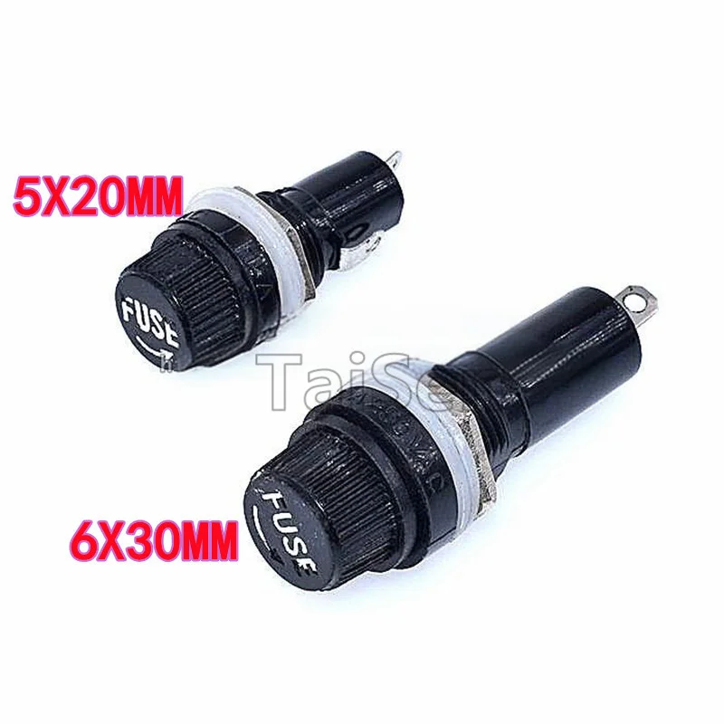 10 قطعة حامل فيوز أسود أنبوب زجاجي قاعدة فيوز 5 × 20 مللي متر 6 × 30 مللي متر مقبس فيوز 2 سنتيمتر