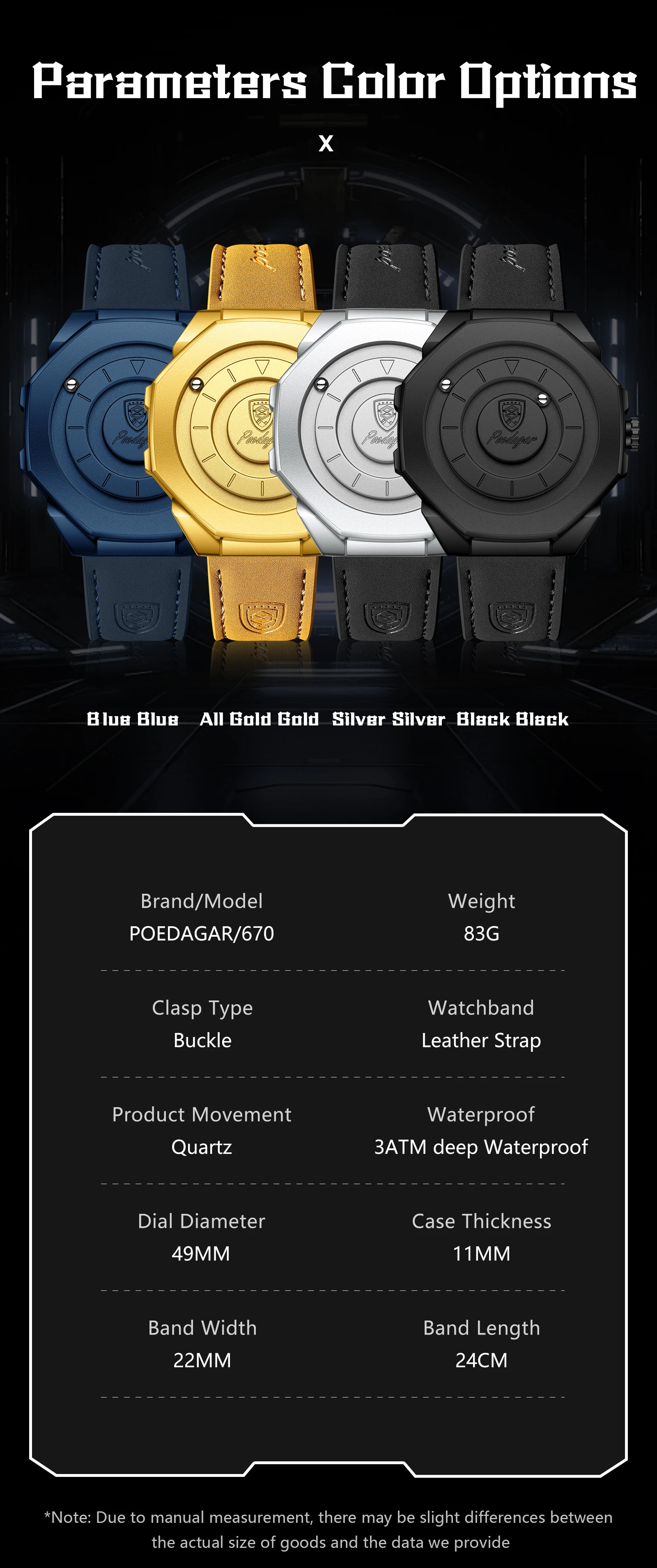 POEDAGAR Top-Qualität Herrenuhr Wasserdichte Leder-Modeuhr Quarz Business Herrenarmbanduhr Männliche Reloj Kreativ – Detail 6