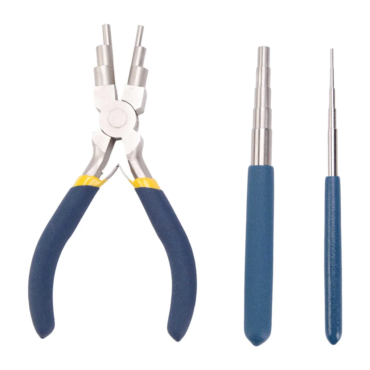 Winding Tool, 2-Piece Winding Mandrel and 1 Piece of 6-In-1 Bail Pliers for Wrapping Jewelry Wire and Forming Jump Loops