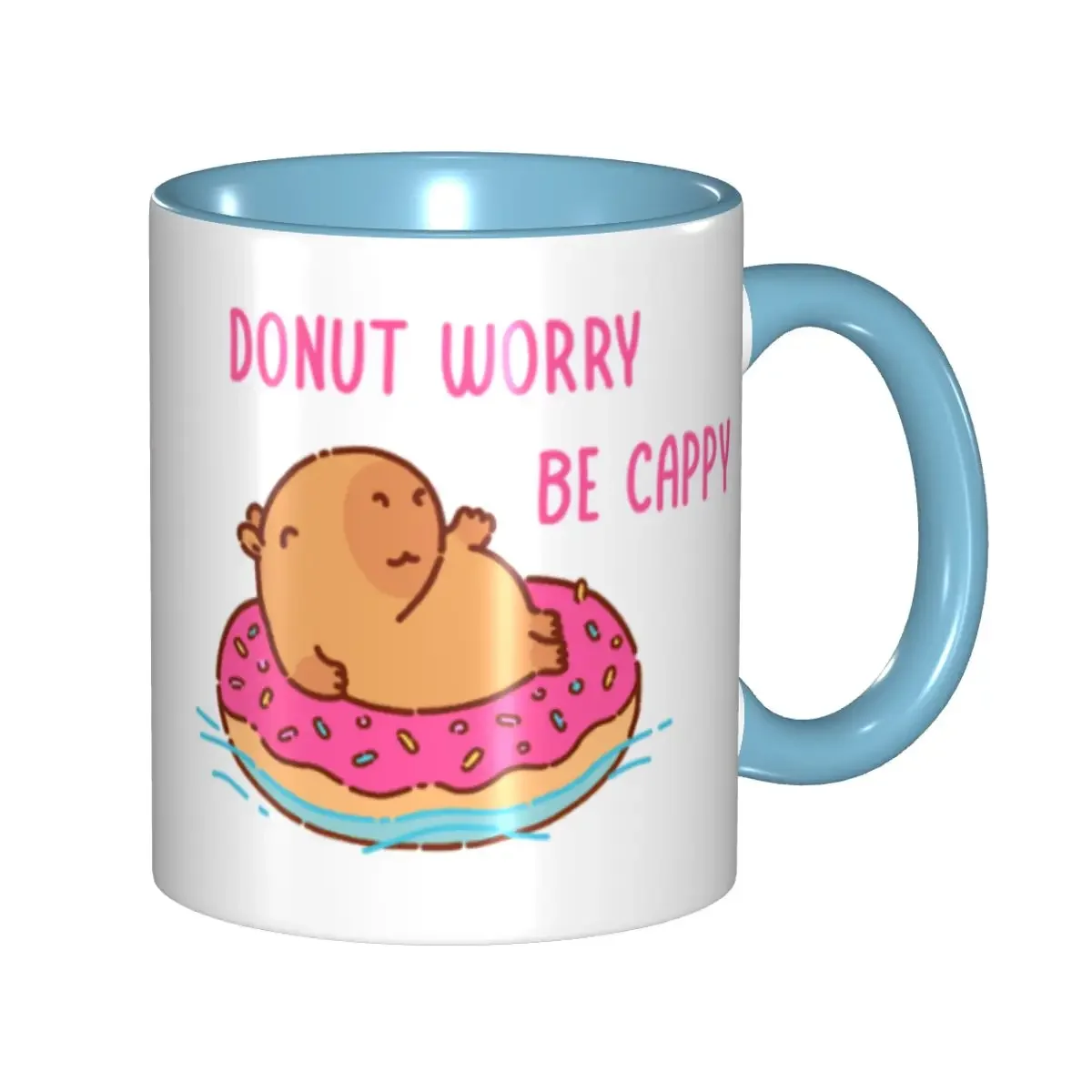 DIY Capybara Floating In A Donut Floater Donut Worry Be Cappy Ceramic Mug Customized Coffee Cups Creative Present