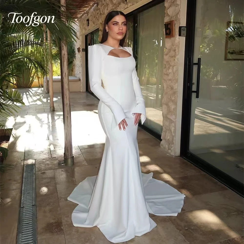 

Toofan креповое атласное вечернее платье русалки по индивидуальному заказу с вырезом и длинным рукавом в Саудовской Аравии Вечернее специальное платье для дня рождения и выпускного вечера