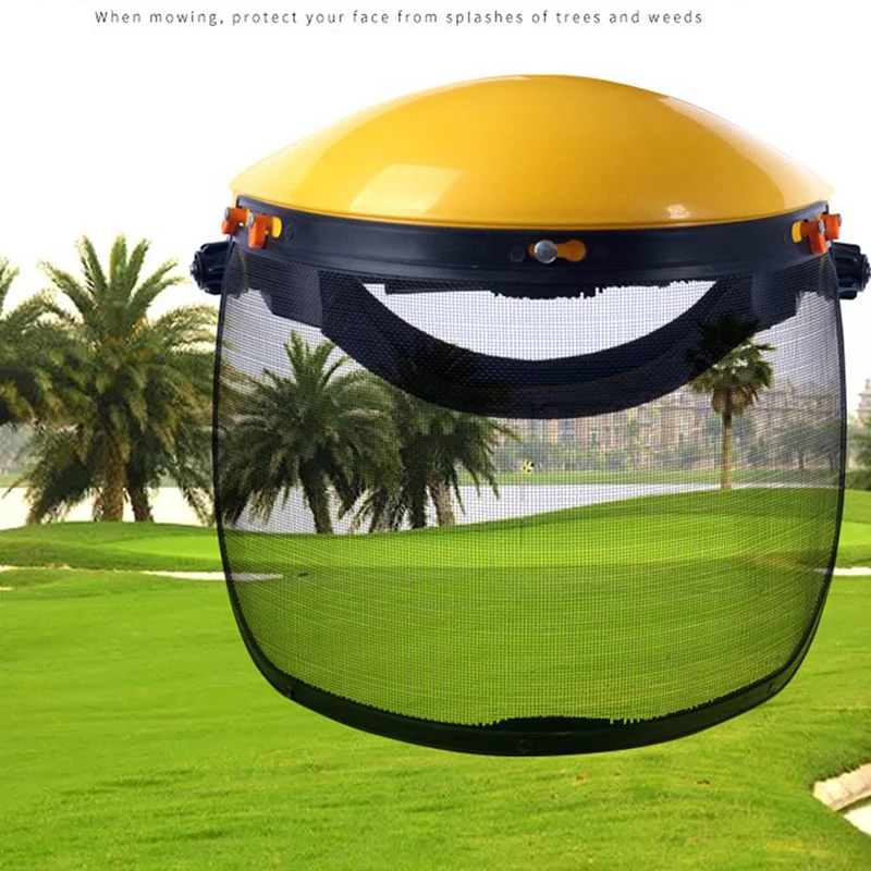Garden Grass Trimmer Safety Helmet Hat With Full Face Mesh Visor Protection