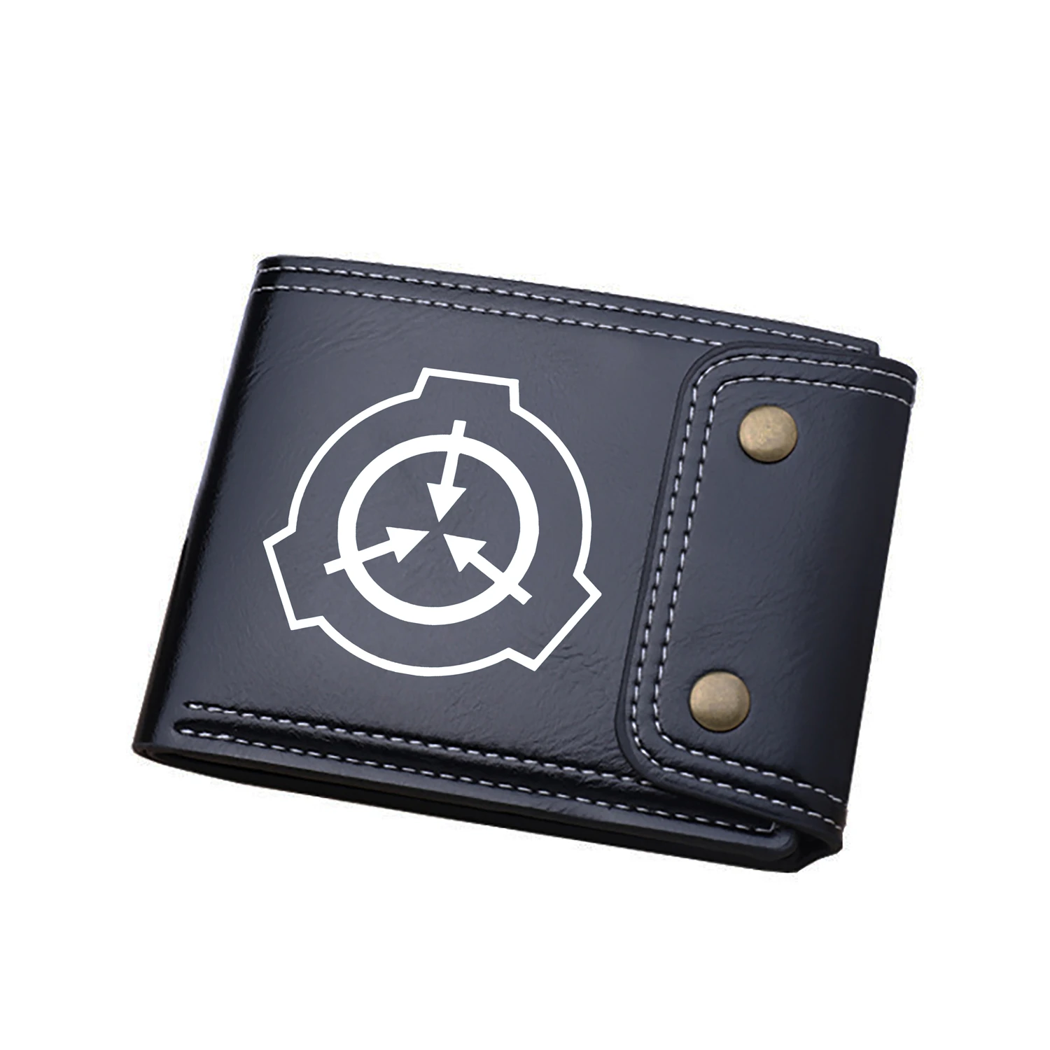 SCP Foundation Anime Short Wallets Oil Wax Leather Coins Purses Cartoon ID Card Holders SCP Money Bags Unisex Black Clutch