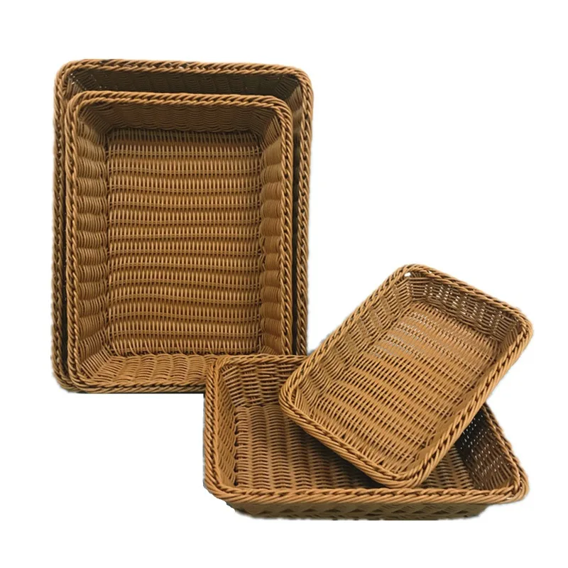 الروطان اليدوية الفاكهة سلة وجبة خفيفة الخبز سلة صينية غرفة المعيشة وجبات خفيفة أشتات تخزين سلة الفاكهة صينية لوازم المطبخ #4