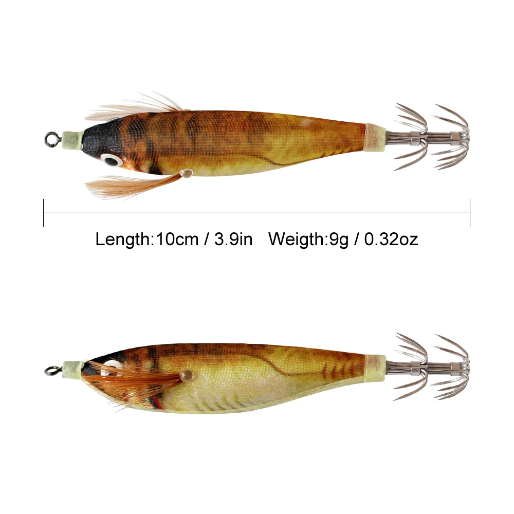 Appât Artificiel Hard pour la Pêche en Mer, Leurre Egi Horizontal, Jigs de Poulpe, Hameçon de Seiche, Appât en Bois, Squid Jig, 10cm, 9g, 2Pcs