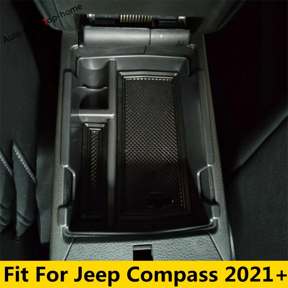 

Car Central Armrest Storage Box Phone Tray Console Arm Rest Tray Pallet Container Accessories Fit For Jeep Compass 2021 2022