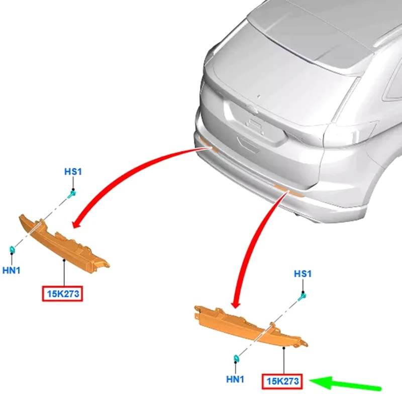 Luz de nevoeiro traseira esquerda e direita para Ford Edge 2006-, LHD FK7B15K273AD FK7B15K272AD, 1 par