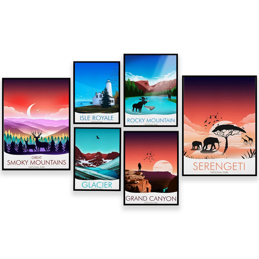 

Yellowstone, Zion, Great Smoky Mountains, Yosemite, Isle Royale, Death Valley, Rocky Mountains, Banff National Park travel poste