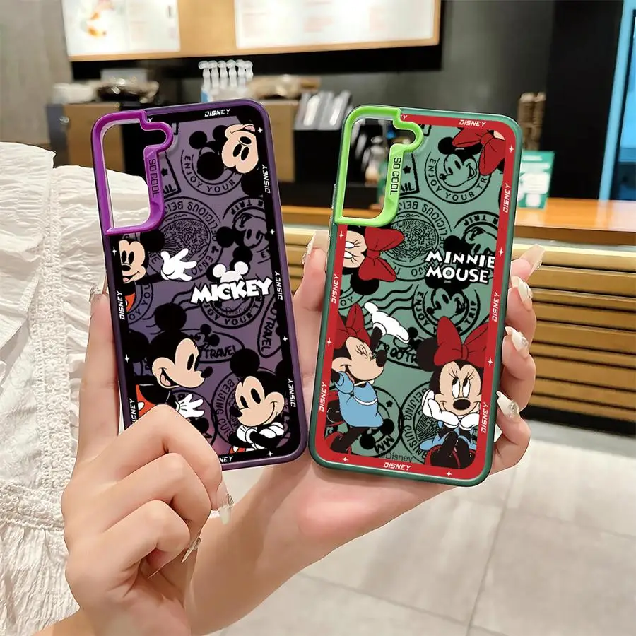 ディズニーミッキーとミニーマウスの電話ケース,サムスンギャラクシーs25,s23 ultra,s20,s24 fe,s22,s21 plus,note 20