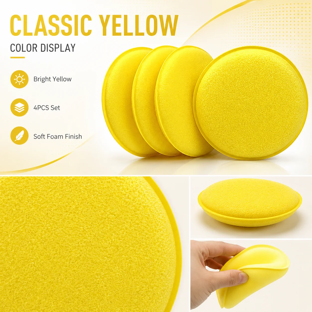 PINMOAP 3/5/12PCS Reusable Polishing Sponge Car Wax Applicator Foam Pad Soft Buffing Sponge Fit Auto Detail Paint Cleaning Care view 2
