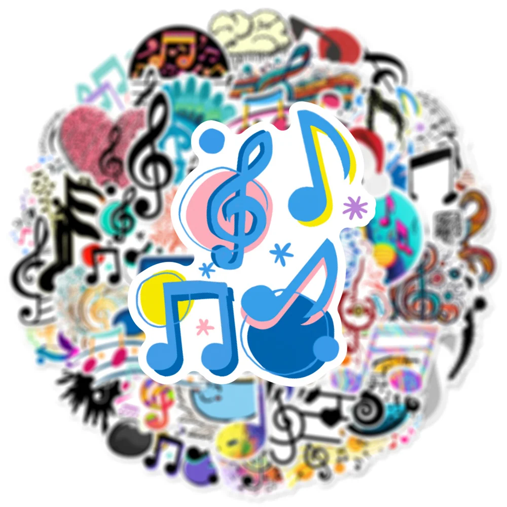 60pcs Aesthetic Music Symbols Graffiti Stickers For Laptop Phone Guitar Suitcase DIY Sticker Retro Scrapbooking Supplies