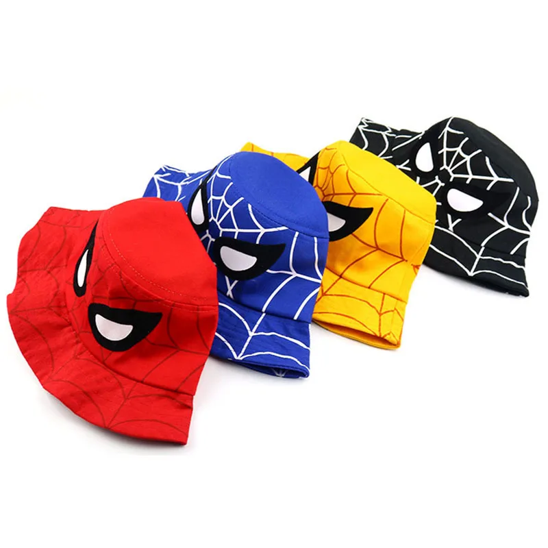 Spiderman Children Bucket Hat Multifunctional Outdoor Sunscreen Basin Cap for Boy Girl Foldable Storage Bag Fisherman Hat