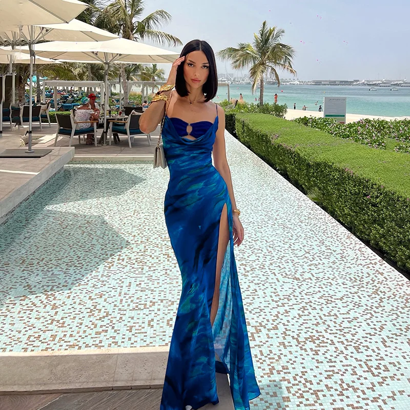 エレガントな女性用ホルターネックローカットアウトセクシーイブニングパーティードレスマキシラップナイトクラブサマーバックレス2025ホリデーロングドレス