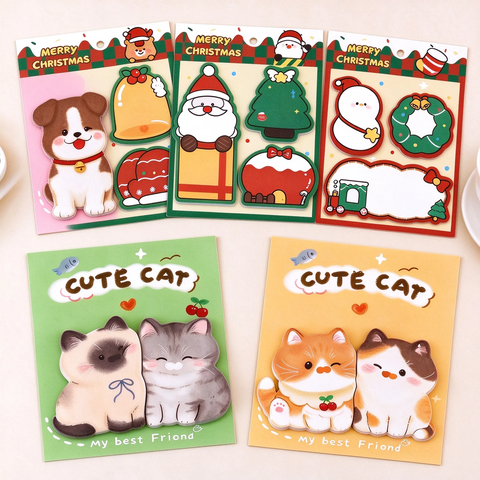 Cute Animal Sticky Notes Cartoon Cat Dog Self Adhesive Memo Pad Student Notepad Stationery Study Office Memo Reminder Sticker