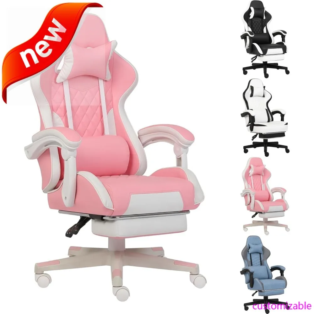 

Gaming Chair, Computer Office Chair With Footrest, Linkage Armrests And Lumbar Support, High Back Ergonomic Gamer Chairs For Adu
