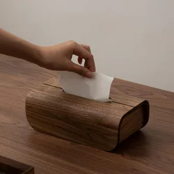 Handmade Black Walnut Tissue Box Modern Art Western Restaurant Napkin Organizer Living Room Tabletop Ornaments Home Decoration