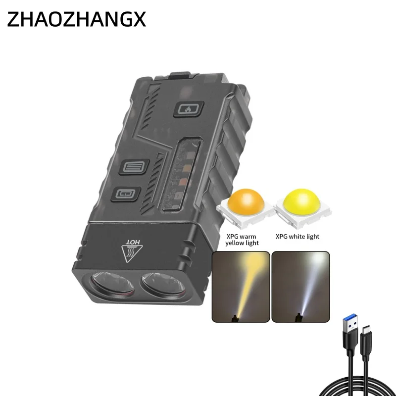 

ZHAOZHANGX Мини-фонарик, сигнализация для самообороны, уличная перезаряжаемая ветрозащитная зажигалка, многоисточник, брелок-лампа