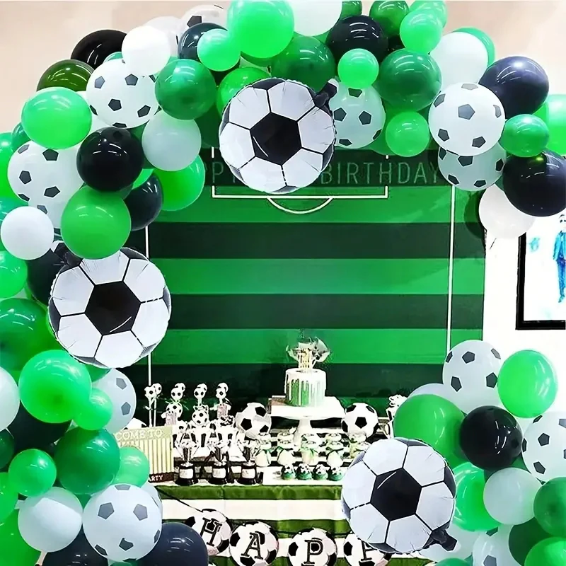 115-teiliges Fußball-Sportballon-Kettenbogen-Set Grün Jungen Fußball Babyparty Geburtstag Ballspiel Party Dekoration