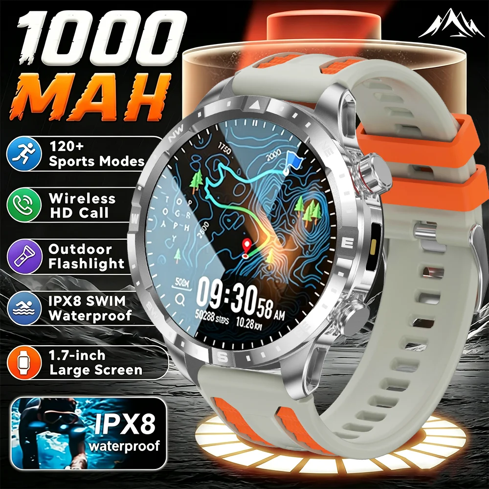 T-Rex 3 Military Grade 1000mAh Battery Smart Watch IPX7 Waterproof GPS Compass Altimeter Call AMOLED Men Swim Sports Smartwatch