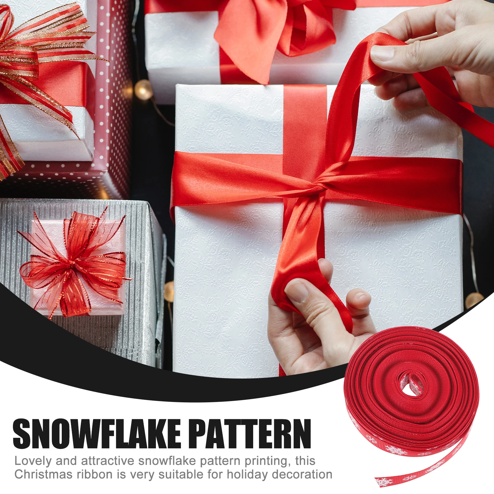 

1 Roll Snowflake Christmas Gift Wrapping Ribbon Diy Decoration Ribbon For Party Festival Craft Box Present Wrap Supplies Bow