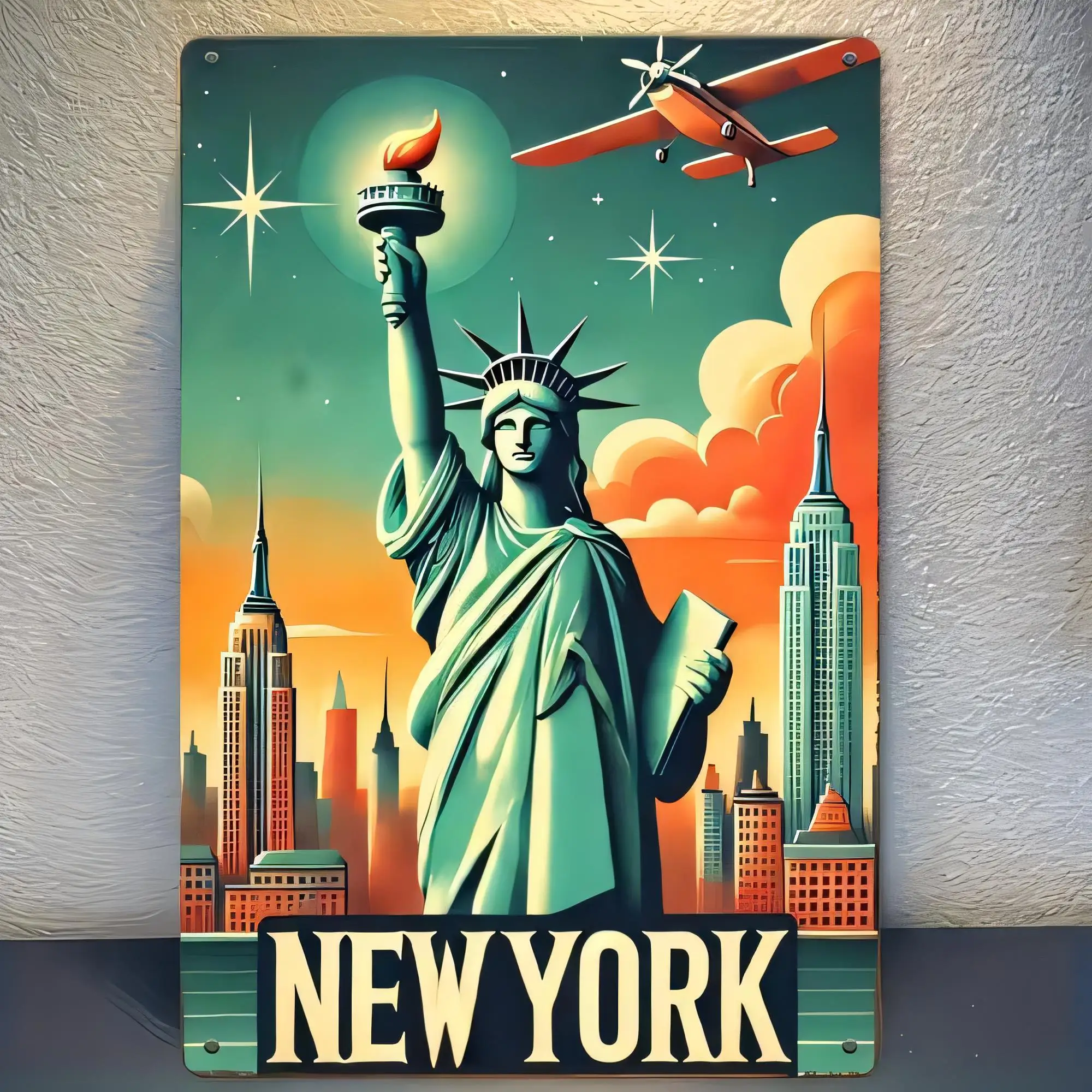 Home Office York - Placa de metal decorativa com a