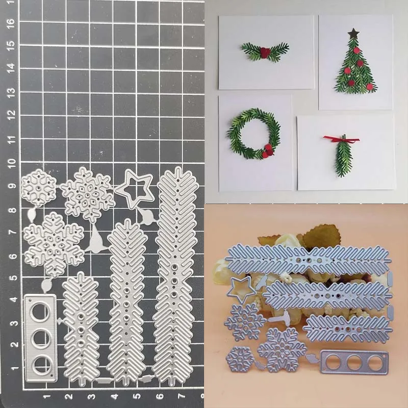 

Christmas Tree Leaves Pine Pincone Metal Cutting Dies Stencil Scrapbook Diy Album Stamp Paper Card Embossing Craft Knife Mould