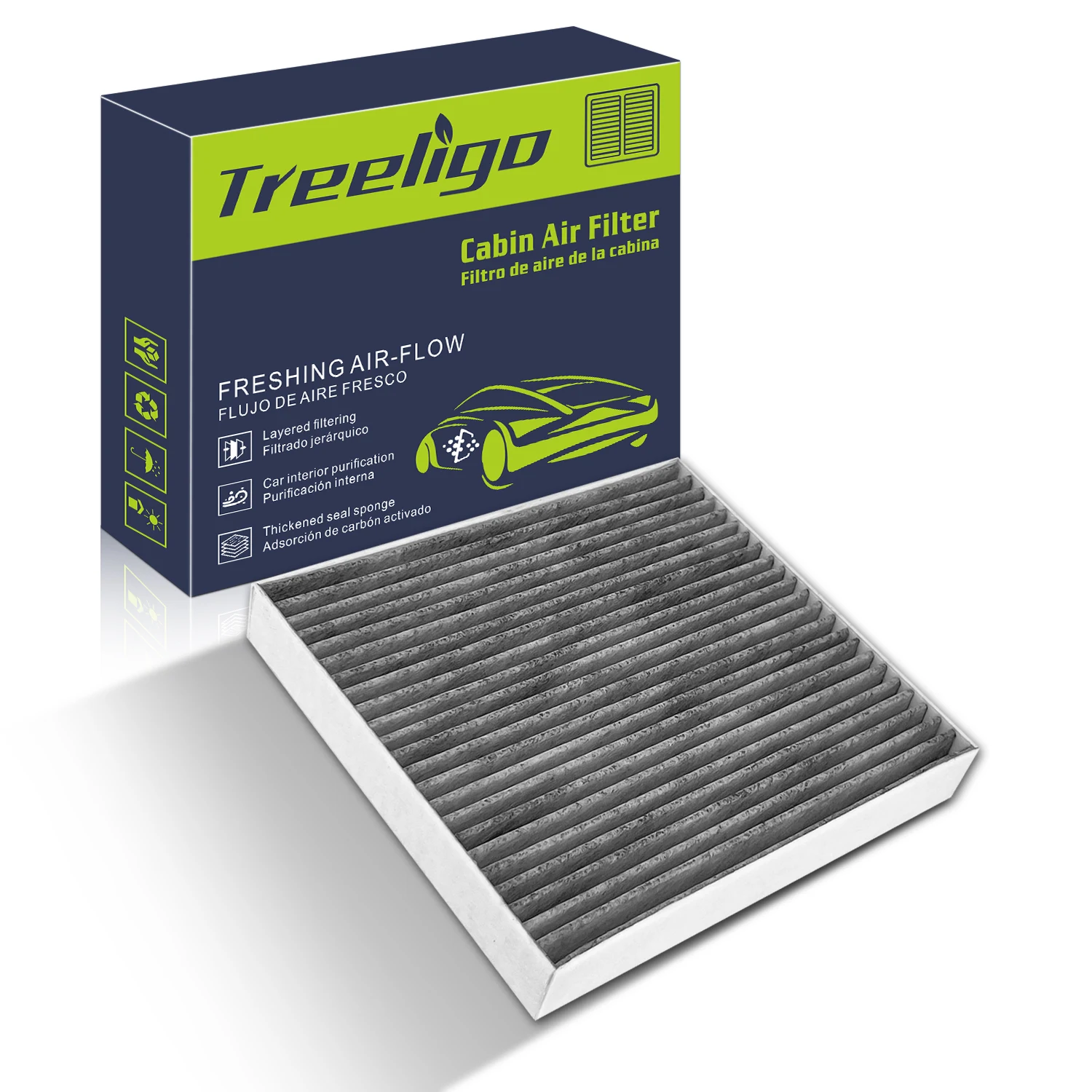 Treeligo CF10285 2PCS Activated Cabin Air Filter Activated CarbonFor Toyota Highlander 2008-2019/RAV4 2006-2018 Sienna 2011-2020