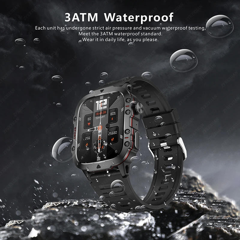 New Rugged Military GPS Smart Watches Men For Huawei Xiaomi Ios 3ATM Waterproof Sport Fitness Ai Voice Smartwatch Outdoor Clock