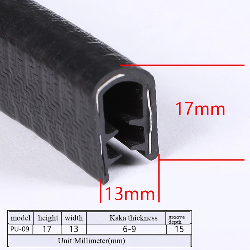 1M U-vormige rubberen afdichtstrip Rand Roestvrij stalen randafdichting Bescherming Deurafdichtingsstrip Auto Stofdichte veiligheidsafdichtingen Strips - afbeelding 1
