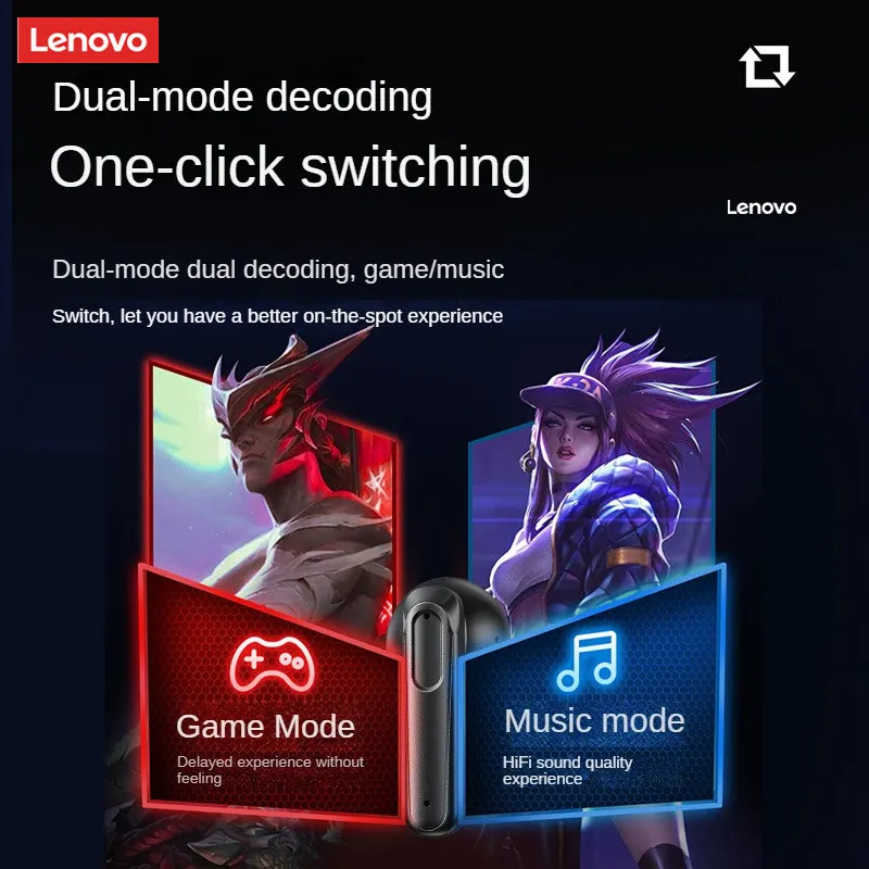 Lenovo-Bluetooth 5.4ワイヤレスヘッドセット,デュアルモードデコード,長距離,高音質,ea120