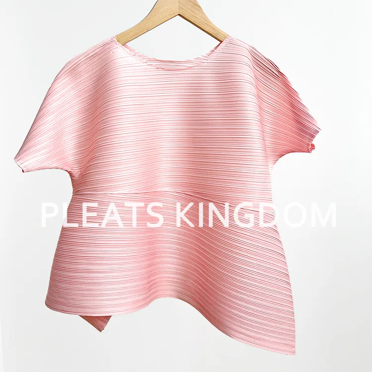 YUDX Pleated Short-sleeved Design Japan and South Korea Casual Style Fresh Top Pleated Korean Fashion Out T-shirt 2024 Fall New