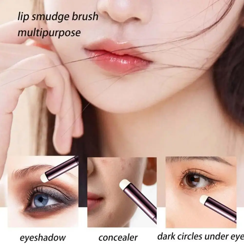 Lip Brush Portable Round Soft Bristles Lip Smudge Brush Set Eye Shadow Concealer Brushes Plastic Rod Artificial Fiber 6pcs Soft