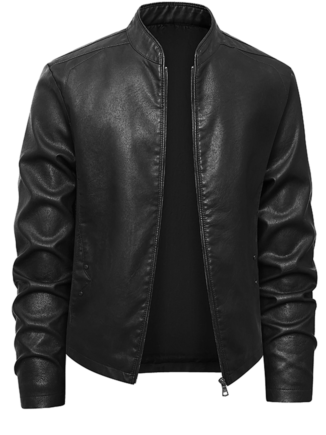 

Мужская приталенная куртка из искусственной кожи — повседневная молния с воротником-стойкой, коричневая, легкая и стильная для повседневной одежды, весенний наряд