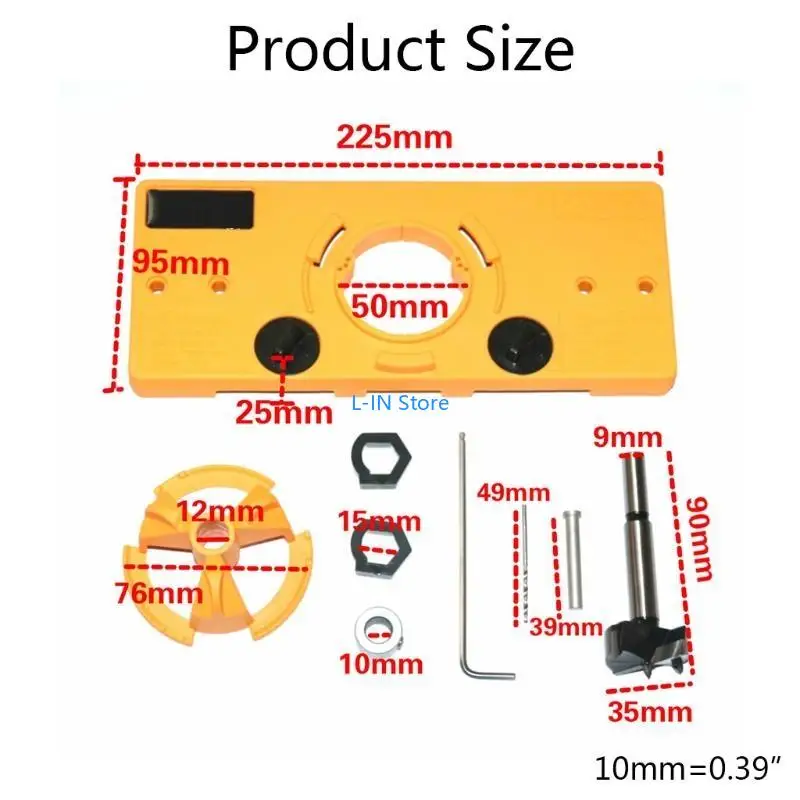 Precise Multifunctional Hinge Hole Opener 15mm-35mm Dowel Jig System Tools