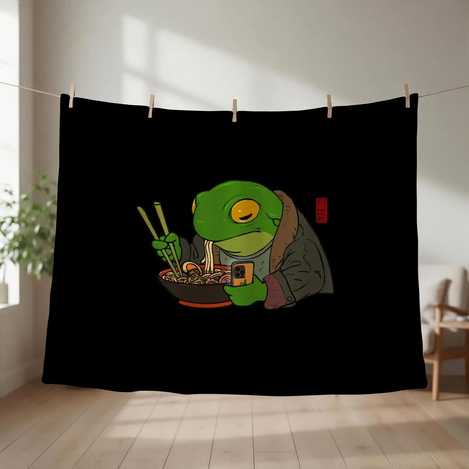 Ramen Lover Frog Throw Blanket Baby Warm warm winter Picnic Blankets