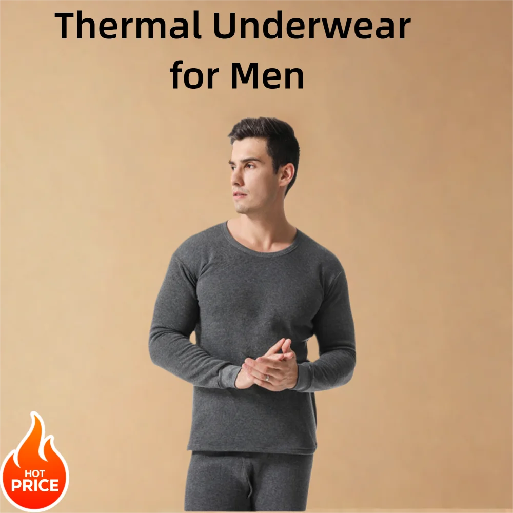 

Winter Fleece Lined Warm Thermal Underwear for Men Men's Long Johns Set Men's Thermal Underwear Set Top & Bottom Set