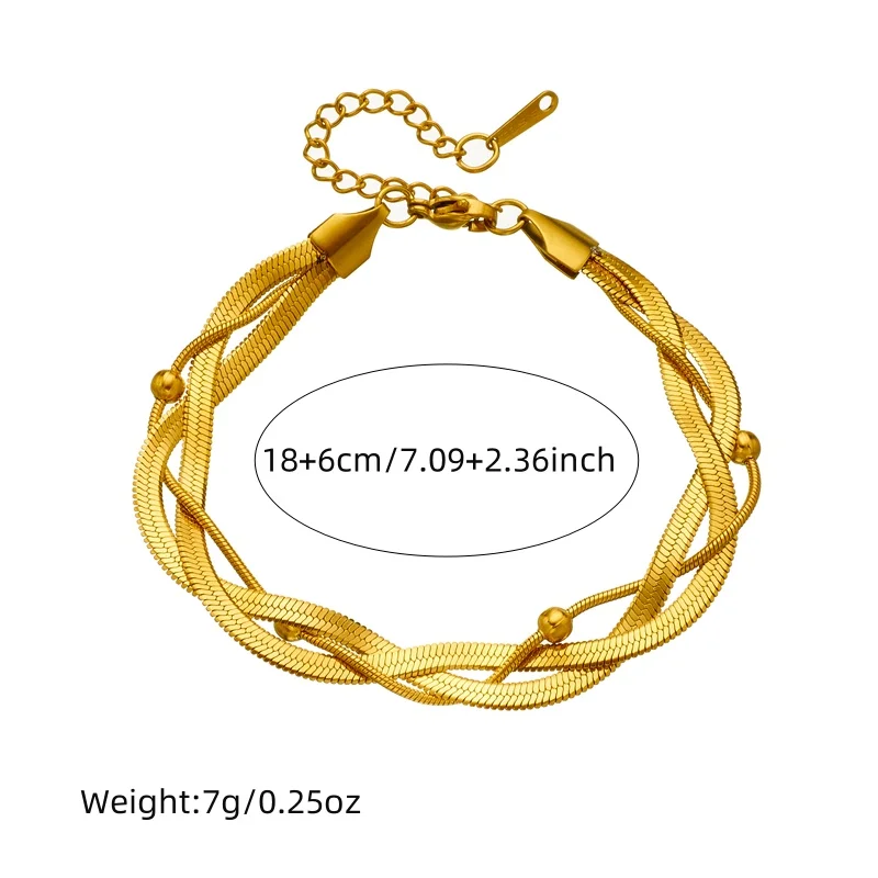 DIEYURO 316L Stainless Steell 3-layer Woven Snake Bone Bracelet Women 2024 New Concise Trend Non-fading Hand Chain Jewelry Gift