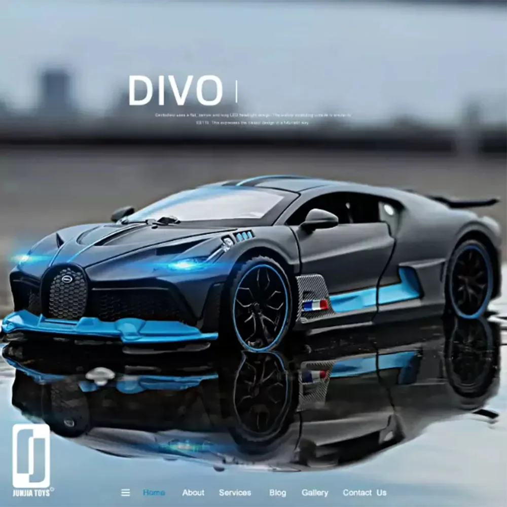 1:32 Bugatti Divo juguete de aleación coche en miniatura modelo Metal Diecast coche deportivo sonido luz tirar hacia atrás vehículos juguete regalos de navidad para niños